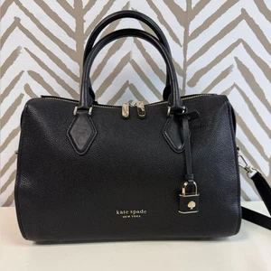 Kate Spade New York Zip Code Black Medium Satchel with Crossbody Strap - Picture 1 of 11