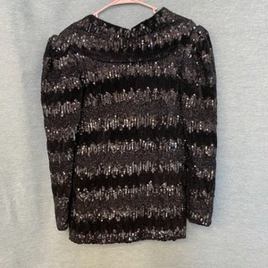 Carolina Herrera Designer Sequin Sweater Open Back Black Vintage Long Sleeves - Picture 1 of 24