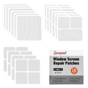 16 Sheets Window Screen Patches, Grey 3 Sizes Window Screen Repair Kit for Me... - Picture 1 of 6