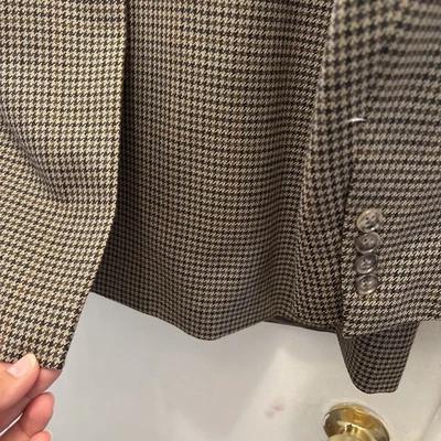 JOHN ASHFORD Hombres Caqui PATA DE GALLO CUADROS Abrigo Deportivo Blazer Chaqueta TALLA 42 M Foto 1 de 4