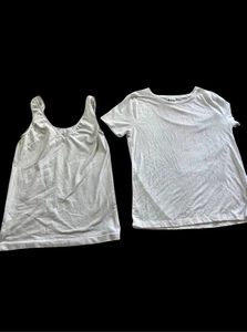 J Crew White Tank /tee Top 2 Pc Bundle Size Medium - Picture 1 of 8