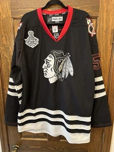 Reebok Chicago Blackhawks Crawford Black Ice Jersey 2015 Stanley Cup 56 - Picture 1 of 6