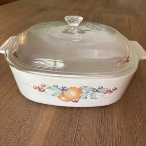 Corning Ware Abundance Obst Design Auflaufform 2 Liter klar Pyrex Deckel A-2-B - Bild 1 von 7