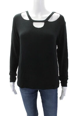LNA Womens Textured Round Neck Long Sleeve Casual Knit Top Black Size XS - Image 1 of 4