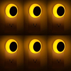 6 Pack Amber Night Light LED Night Lights Plug into Wall with Dusk to Dawn senso - Picture 1 of 7