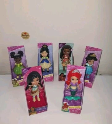 Disney Princess Mini Figures 6 Posable Dolls Ariel Moana Pocohontas Kids Toy New - Image 1 of 4