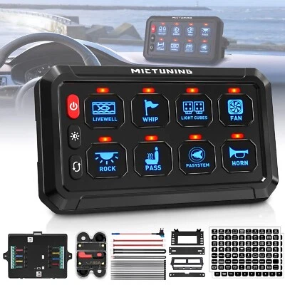 MICTUNING P1S Multifunction Switch Panel 8 Gang Toggle Momentary Flash Switch Bo - Image 1 of 4