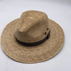Goucho Western Palm Straw Hat Outback Baja Safari Fedora Mexico Unisex Large VGC - Picture 1 of 15