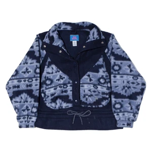 NEW MOVES Pullover Girls Fleece Jacket Blue Crazy Pattern M - Picture 1 of 6