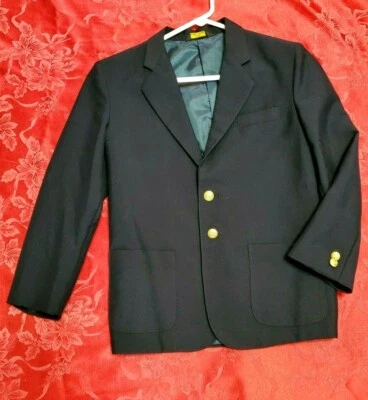 DILLARDS Negro Poliéster NIÑOS 10 Traje Reg Abrigo Deportivo Chaqueta con Botones Dorados Foto 1 de 4