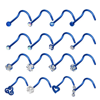14-16 PIEZAS Anillos para Nariz Acero Quirúrgico Forma de Tornillo Pernos para Nariz Circonita cúbica Labret Piercing 20G Foto 1 de 4