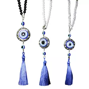 Evil Eye Car Hung Ornament with Tassels Car Rear View Mirror Hanging Decoration - Foto 1 di 10