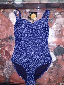 Nwt Nip Tuck Schwimmen Bond-Auge Türkisch Tile Marineblau Einteilig Bikini Damen - Picture 1 of 4