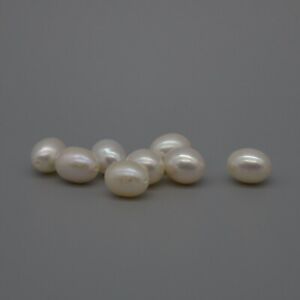 Grade AAAAA Natural Freshwater Half Drilled Rice Teardrop Pearl Beads - 2 Count