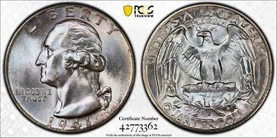 1941-D 25c Washington Silver Quarter - PCGS MS67+ - Image 1 of 4