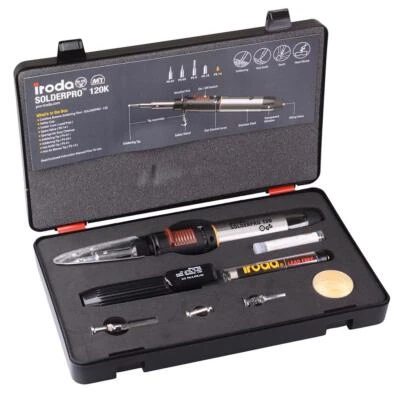 IRODA SolderPro 120K Cordless Butane Gas Soldering Iron 4-in-1 Kit 30-120W