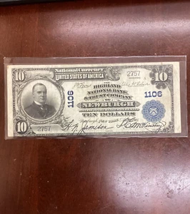 1902 United States National Currency Newburgh $10 Bill - Picture 1 of 6