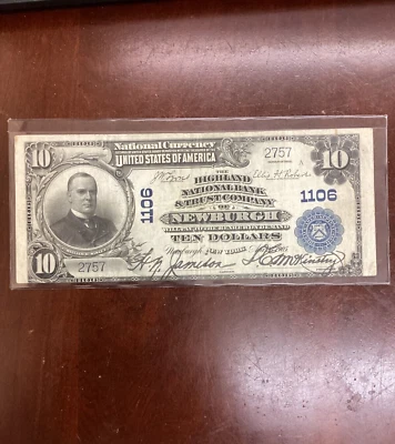 1902 United States National Currency Newburgh $10 Bill - Image 1 of 4