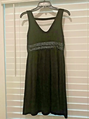 Ella Moss ~ Vestido Negro Forrado Adornado Lápiz Bodycon Cuello en V ~ Talla XS Foto 1 de 4
