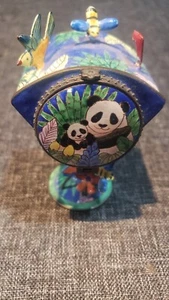 Rare Kevin Chen Enamel/Brass Collectible Mini mail box PANDA FLOWERS - Picture 1 of 8