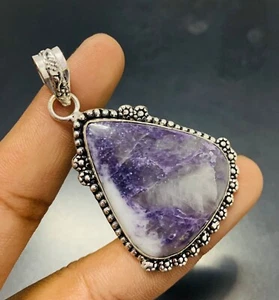 Colgante hecho a mano de plata de ley 925 con piedras preciosas de Sugilite joyería regalo por amor - Imagen 1 de 3