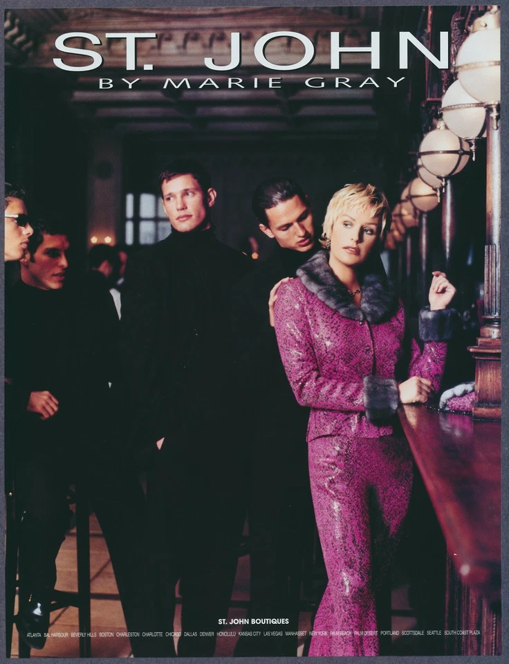 Traje de pantalón St. John Marie gris moda vintage anuncio de revista 2000 Foto 1 de 1