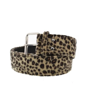 Cinturón Unisex Marrón Peludo Leopardo Estampado Animal Talla Única Nuevo - Imagen 1 de 1