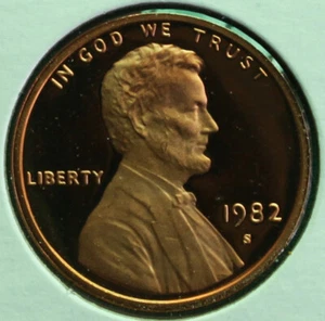 1982 S Lincoln Penny One-Cent Proof U.S. Mint Copper Coin 1c from Proof Set - Picture 1 of 2
