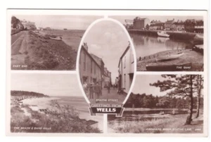 Wells Next The Sea Norfolk, England Vintage Real Photo Multiview Postcard - Picture 1 of 2