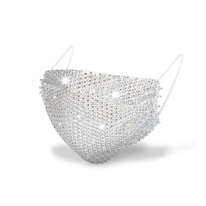 Bling Rhinestone Face Jewelry Mask Women's popular mesh flash diamond Reusable - Picture 1 of 4