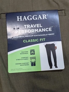 NEW Haggar Travel Performance Classic Fit Dress Pants Green 34x29 Office Dress - Picture 1 of 12