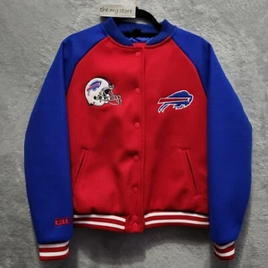 NFL Team Apparel Bufallo Bills Wool Red Blue Bomber Varsity Jacket Women sz M - Picture 1 of 8