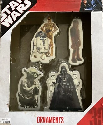 NUEVO Adornos de Navidad Star Wars 2007 Yoda, R2D2, C3PO, Darth Vader, Chewbacca Foto 1 de 4