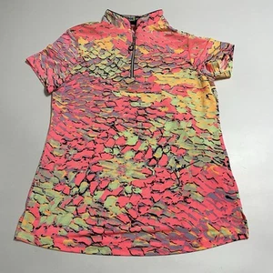 Jamie Sadock Womens S Golf 1/4 Zip Pullover SS Vibrant Shirt Abstract Top SS - Picture 1 of 8