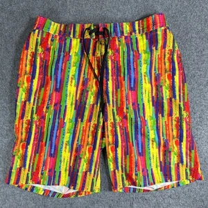 Hreski Multi-Color Stripes Swimming Board Shorts Men's Size 38 Swim Trunks - Picture 1 of 9