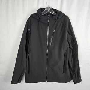 Tacvasen Soft Shell Military Jacket Men's Large Black Full Zip Up Hooded Pockets - Picture 1 of 16