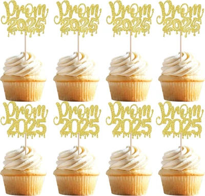 24 ШТ. Топперы для Кексов Выпускного 2025 Блестящие Поздравления Класс 2025 Кекс Рисунок - Изображение 1 из 4