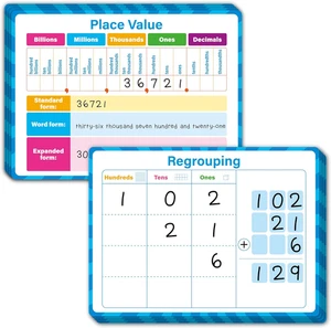 8 Packungen Place Value Whiteboards, doppelseitige trocken abwischbare Karte beschreibbar und radierbar - Bild 1 von 12