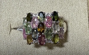 JTV  Tourmaline & Zircon Ring Sterling 925 4.08CTW  Size 9 - Picture 1 of 3