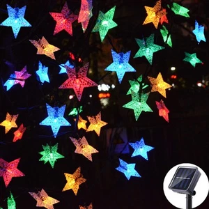 Outdoor Solar Star String Lights 30ft 50LED Multicolor Star Twinkle Lights So... - Picture 1 of 7