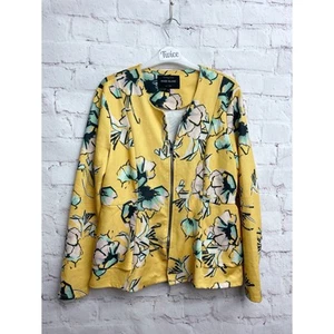 RIVER ISLAND Lemon Floral Ruffle Trim Jacket Uk 16 - Picture 1 of 5