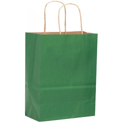 32 paquetes de bolsas de regalo de papel verde profundo con asas a granel 7,6 x 4,75 x 10,5" medianas... Foto 1 de 4