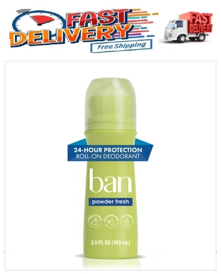 Desodorante antitranspirante roll-on invisível Ban, pó fresco, 3,5 oz - Imagem 1 de 4