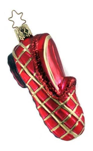 Inge Glas  Santa's Slipper 1-031-02 German Glass Ornament NEW w/FREE Gift Box - Picture 1 of 2