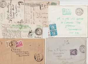 1906/77 6 GB POSTAGE DUE COVERS & CARDS TO/FROM BOURNEMOUTH HAMPSHIRE B.60 PMKS - Picture 1 of 2