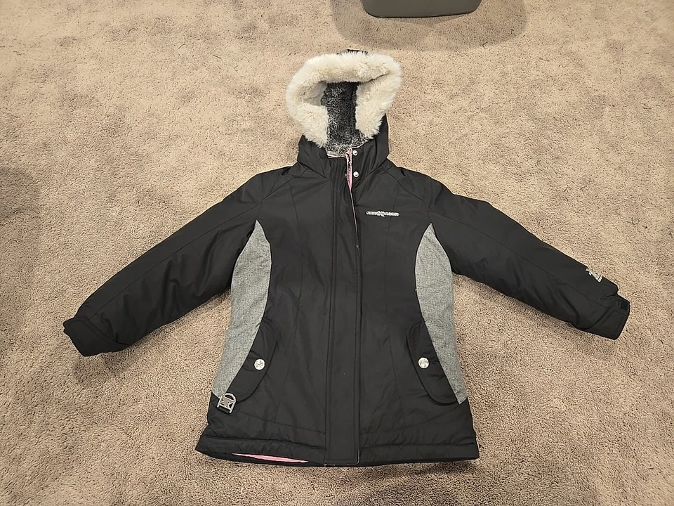 Дети девочек ZeroXposur черный и розовый съемный вкладыш толщиной зимняя куртка размер 7/8 - Изображение 1 из 4