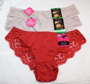 NWT set/3 MAIDENFORM comfort devotion LACE TANGA RED TAUPE L/7 - Picture 1 of 6