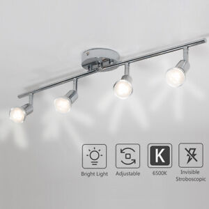 Modern 4-Light Track Lighting Kit, Flush Mount Wall/Ceiling Spot Lights Fixture