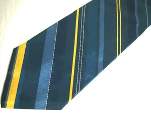 J.Crew Mens Necktie Tie Navy Blue Yellow Striped Silk 58" - Picture 1 of 4