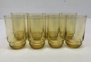Vntg Libbey Amber 6 oz. Juice Glasses 3 3/4" tall Set Of 8 Harvest Gold Retro - Picture 1 of 4